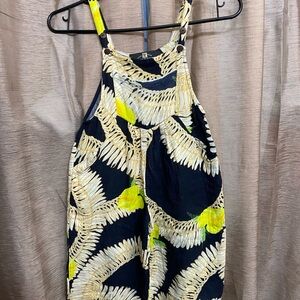 Ginger Print Kids Romper in Black and Yellow